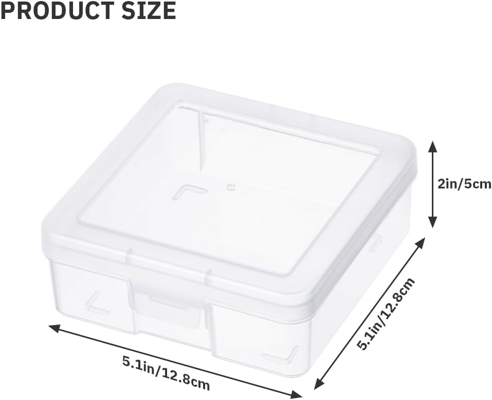 12 Pack Storage Containers with Latching Lid 5" x 5"x 1.9" Small Plastic Clear Stackable Boxes for Office and Beauty