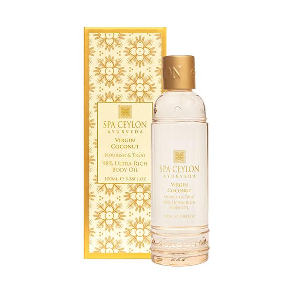 SPA CEYLON Virgin Coconut Nourish & Treat 98% Ultra-Rich Body Oil | 100% Pure and Natural | Organic Virgin Coconut Oil | Soften & Smooth | Cold Pressed | 100ml