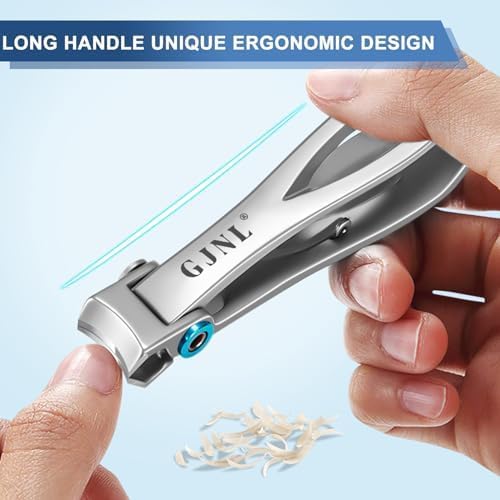 Toenail Clippers for Thick Toenails for Seniors, Angled Head Toe Nail Clippers for Seniors Men with Wide Jaw Opening, Heavy Duty Large Fingernail Clippers Adult Cutter with Catcher Long Handled