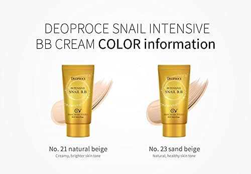 Deoproce Snail Galac Pearl Shining BB Cream SPF50+/PA+++ Skin Tone Correction, Blemish Covering, UVA/UVB Block reduction in appearance of fine lines (#23 Sand Beige)