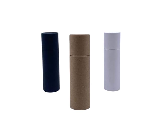 GreenWay 0.3oz / 8.5g Kraft Paperboard Lip Balm Tubes with Lids - 25 Pack Lip Gloss Tubes Refillable DIY Cosmetic Containers - Lip Balm Containers Chapstick Tubes Empty Holder Tubes - White