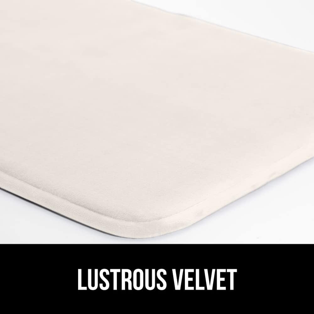 GORILLA GRIP Memory Foam Bath Mat, Soft Absorbent Velvet Bathroom Mats, Durable Dots on Underside, Machine Washable Bathmat, Carpet Rug Room Decor for Shower Tub Floor RV, 24x17 Rugs, Cream