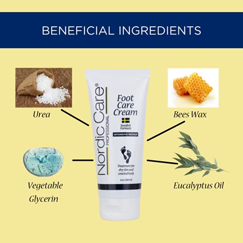 Nordic Care Foot Cream & Body Lotion - Intensive Repair 1 Body Lotion (3oz) & 2 Foot Cream (6oz) with Urea & Macadamia Oil for Cracked Heels & Dry Skin, Provide Hydration & Prevent Cracking