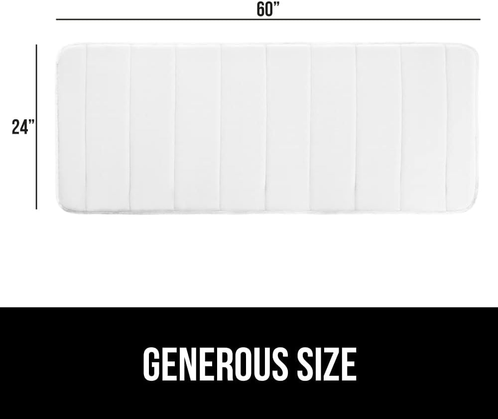 GORILLA GRIP Memory Foam Bath Mat, Soft Absorbent US Designed Bathroom Rug, Gripping Dots Machine Washable Bathmat, Cushioned Floor Mats, Shower Sink Rugs Room Décor Accessories, 60x24 White