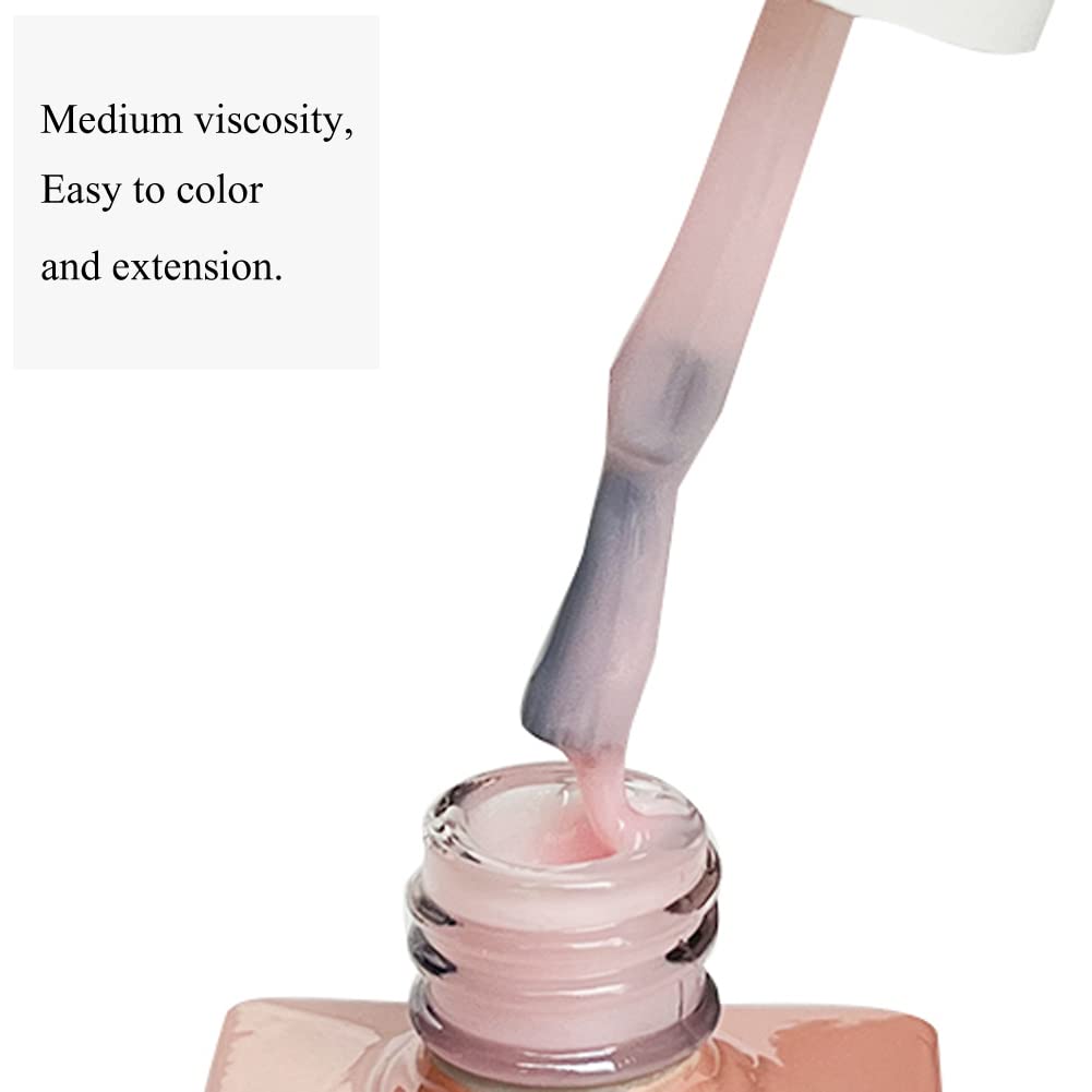 FZANEST Milky Pink Gel Nail Polish, Builder Rubber Base Gel for Nails Strengthener Extension Building Aprex Natural Nails Brush On Builder In a Bottle UV LED