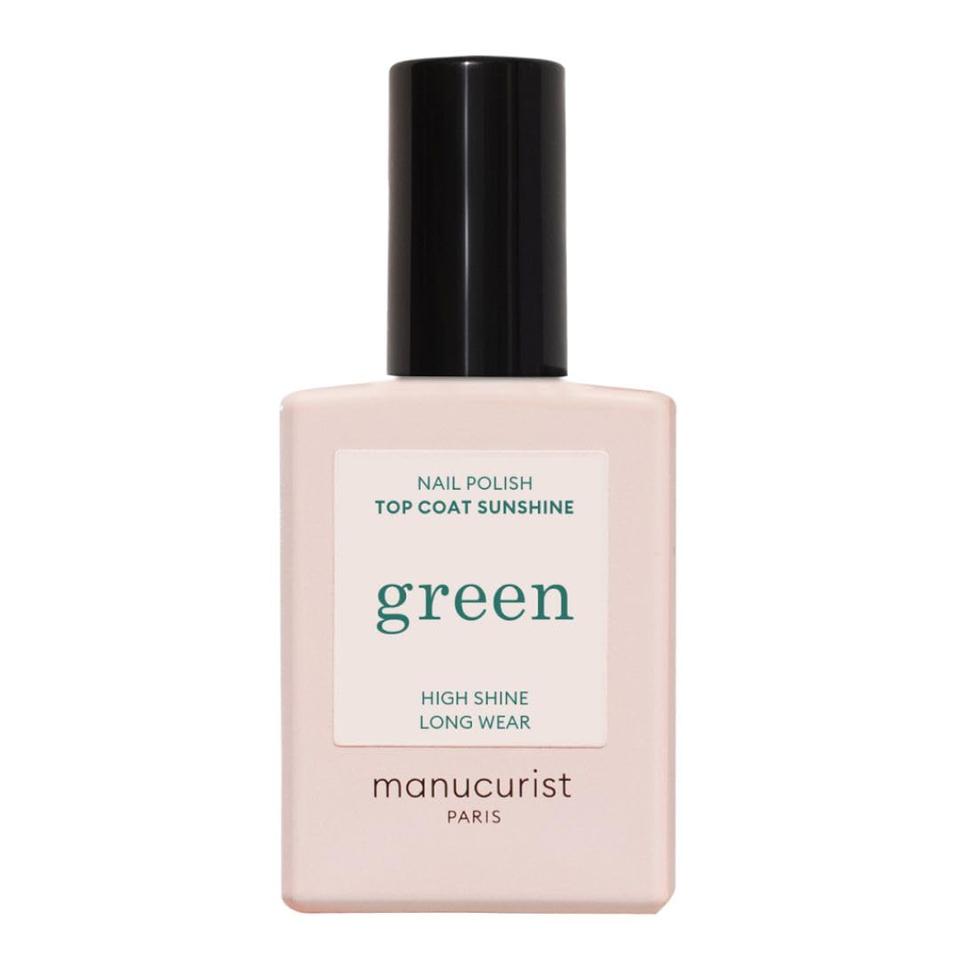 Manucurist - Green Sunshine Nail Polish Top Coat - Vegan Top Coat - 12-Free - Plant-Based Ingredients (69%) - Made in France - 0.5 fl oz