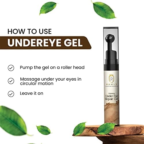 RAWLS 5% Caffeine Eye Serum and Under Eye Roller Cream for Dark Circles and Puffiness, Caffeine Eye Cream with 360° Massage Ball Reduce Wrinkles and Fine Lines-0.5 fl oz