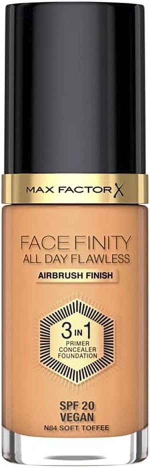 Max Factor Facefinity 3-in-1 All Day Flawless Liquid Foundation, SPF 20-84 Soft Toffee, 30 ml