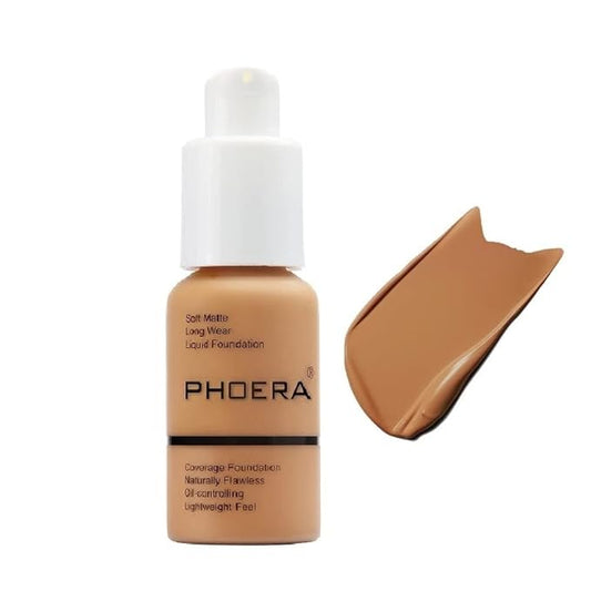 PHOERA Foundation, Flawless Soft Matte Liquid Foundation Makeup for Women. (106#Warm Sun)