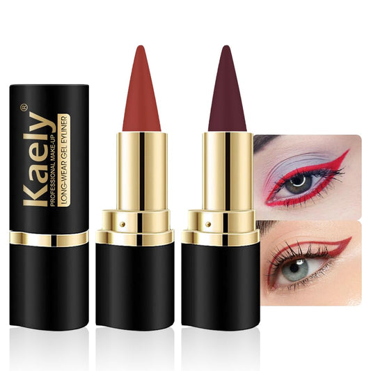 Kaely 2Pcs Red Dark Red Gel Eyeliner Pencil Set,Waterproof Color Colored Eye Liner Crayon,Cat Eye Stencil Gothic Halloween Makeup,Face Paint Eye Black Stick,delineadores de colores para ojos