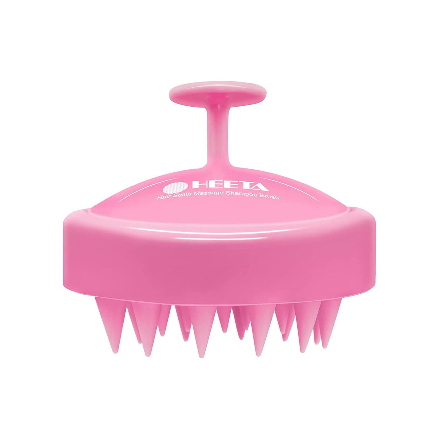 HEETA Scalp Massager Hair Growth, Soft Silicone Scalp Scrubber Shampoo Brush for Exfoliation, Dandruff Removal Head Massage Stress Relax, Wet & Dry Use for Thick Thin Curly Hair Care, Cherry Pink