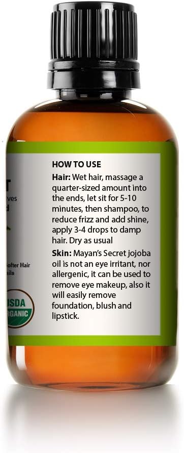 Mayan's Secret Pure Carrier and Essential oils for Skin Care, Hair, Body Moisturizer for Face-Anti Aging Skin Care (Jojoba Oil Organic, 4oz)