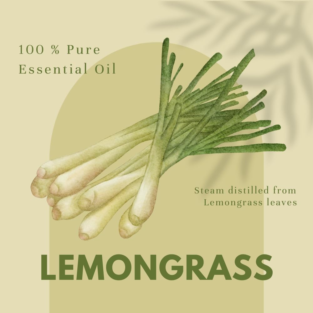 GreenHealth Lemongrass Essential Oil – 16 fl oz (473 ml) – 100% Pure & Uncut | Amber Glass Bottle for Aromatherapy, Cleaning, Candle Making & DIY Use