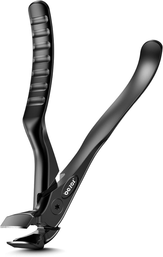 BEZOX Toenail Clippers for Seniors – Upgraded Long Handled Curved Head Toe Nail Clippers for Thick Nails for Elderly - Black