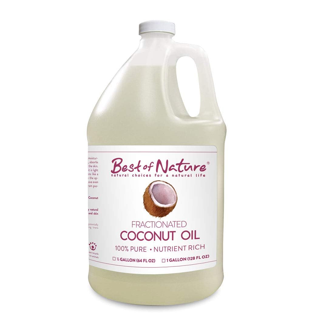 Best of Nature 100% Pure Fractionated Coconut Oil - Liquid MCT Massage & Body Oil, Unscented Moisturizer for Hair, Skin, Face, Aromatherapy Carrier for Essential Oils, Half Gallon (64 fl oz)