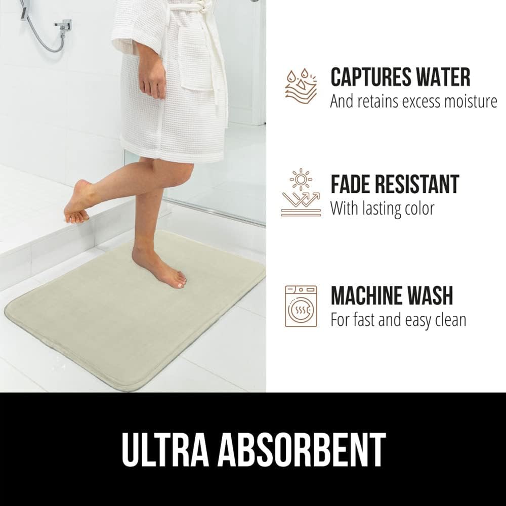 GORILLA GRIP Memory Foam Bath Mat, Soft Absorbent Velvet Bathroom Mats, Durable Dots on Underside, Machine Washable Bathmat, Carpet Rug Room Decor for Shower Tub Floor RV, 48x24 Rugs, Sage