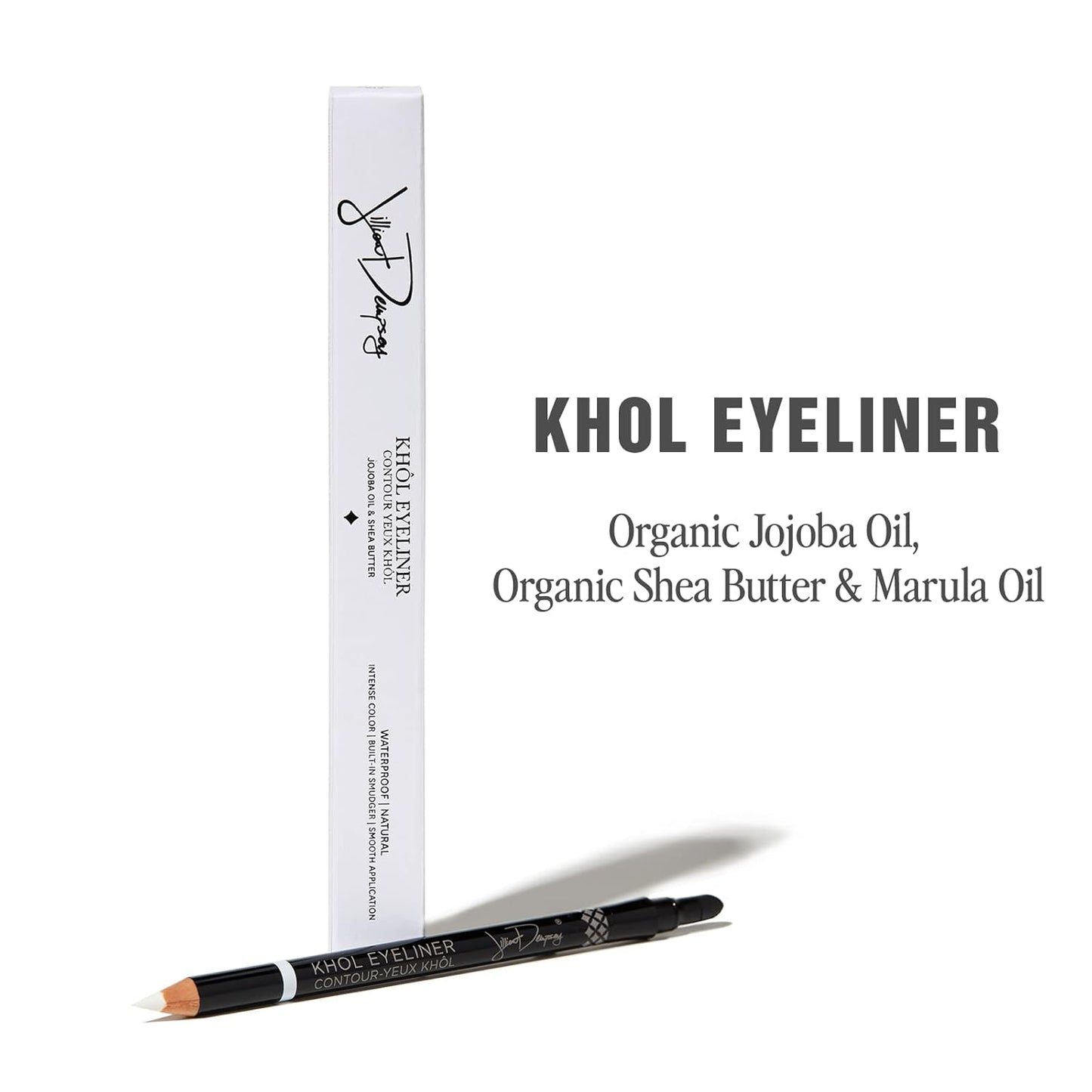 Jillian Dempsey Khol Eyeliner: Clean, Waterproof Eyeliner Pencil with Built-In Smudger for Effortless Blending – Rich Pigment, Cruelty-Free, FTA White
