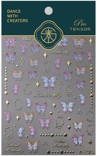 5D Embossed Butterfly Nail Stickers for Nail Art Colorful Nail Art Stickers Gold Nail Decals Self Adhesive Nail Art Design Manicure Supplies Charm for Women Nail Art Decorations Accessories