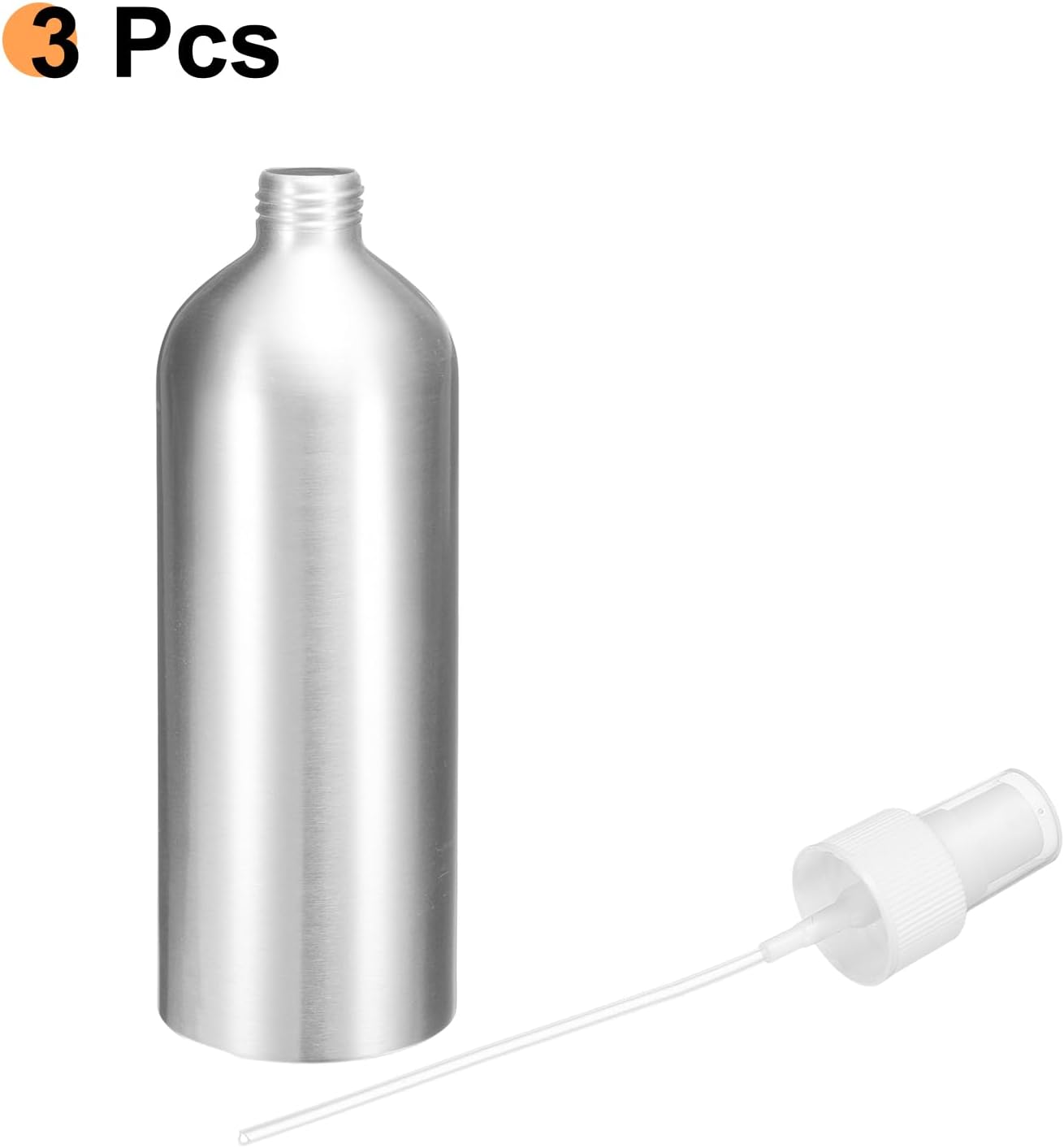 HARFINGTON 3pcs Aluminum Fine Mist Spray Bottles 500ml/16oz Metal Small Liquid Alcohol Refillable Travel Container with White Plastic Nozzle Cap for Perfume Skincare Cosmetic Storage Bottle