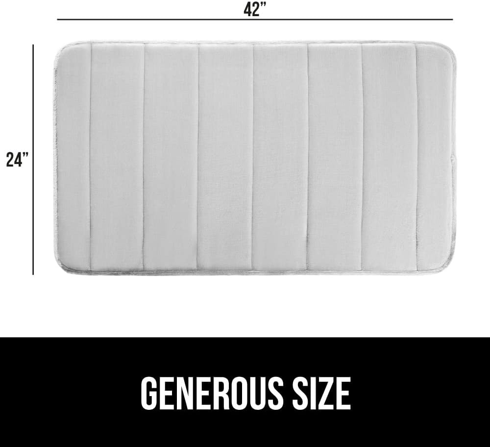GORILLA GRIP Memory Foam Bath Mat, Soft Absorbent US Designed Bathroom Rug, Gripping Dots Machine Washable Bathmat, Cushioned Floor Mats, Shower Sink Rugs Room Décor Accessories, 42x24 Light Gray