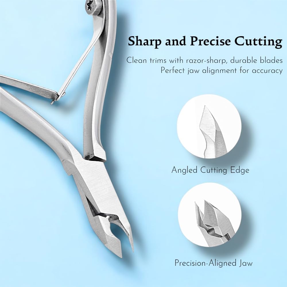 Cuticle Trimmer with Cuticle Pusher & Nano Nail File - Cuticle Nipper Cuticle Remover Nippers Professional Stainless Steel Clippers Pedicure Manicure Tools for Fingernails