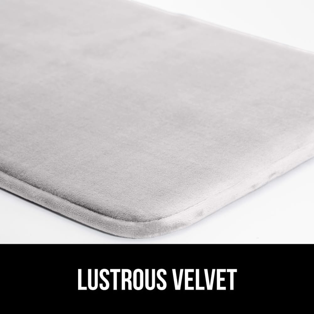 GORILLA GRIP Memory Foam Bath Rugs, Soft Absorbent Velvet Bathroom Mats, Durable Dots on Underside, Machine Washable Bathmat, Carpet Rug Room Decor for Shower Floor, 48x24 Mat, Light Gray