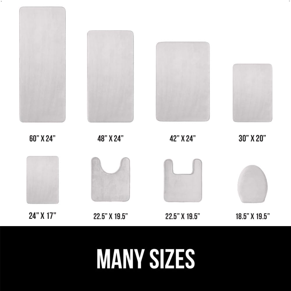 GORILLA GRIP Memory Foam Bath Rugs, Soft Absorbent Velvet Bathroom Mats, Durable Dots on Underside, Machine Washable Bathmat, Carpet Rug Room Decor for Shower Floor, 42x24 Mat, Light Gray