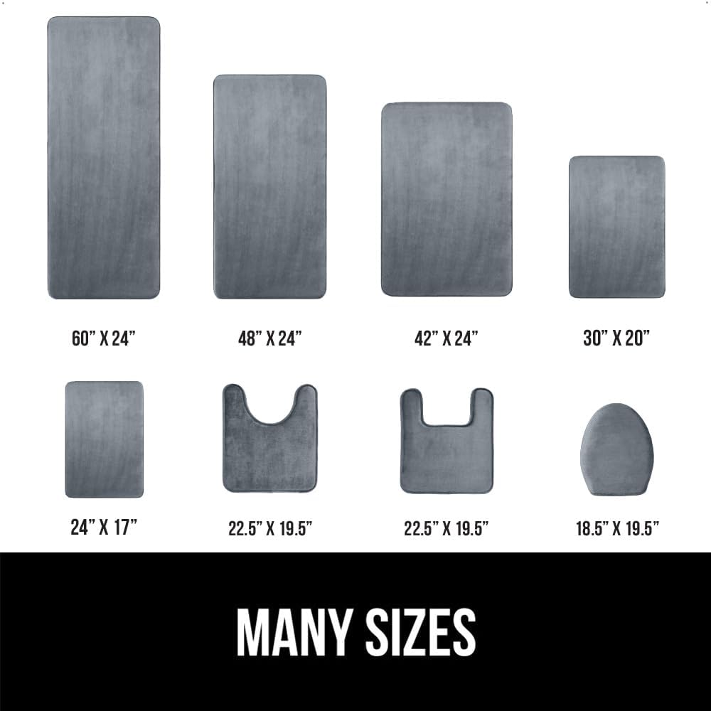 GORILLA GRIP Memory Foam Bath Rugs, Soft Absorbent Velvet Bathroom Mats, Durable Dots on Underside, Machine Washable Bathmat, Carpet Rug Room Decor for Shower Floor, 42x24 Mat, Graphite Gray