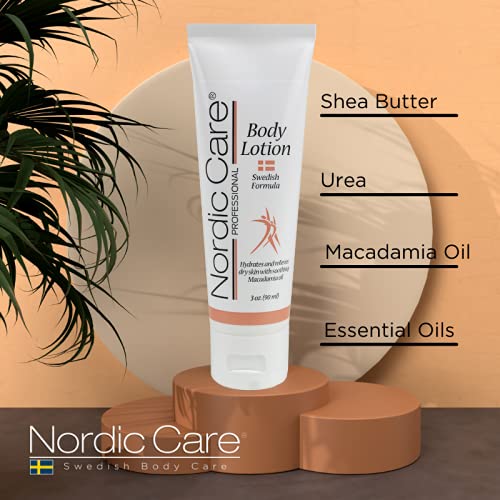 Nordic Care Foot Cream & Body Lotion - Intensive Repair 1 Body Lotion (3oz) & 2 Foot Cream (6oz) with Urea & Macadamia Oil for Cracked Heels & Dry Skin, Provide Hydration & Prevent Cracking