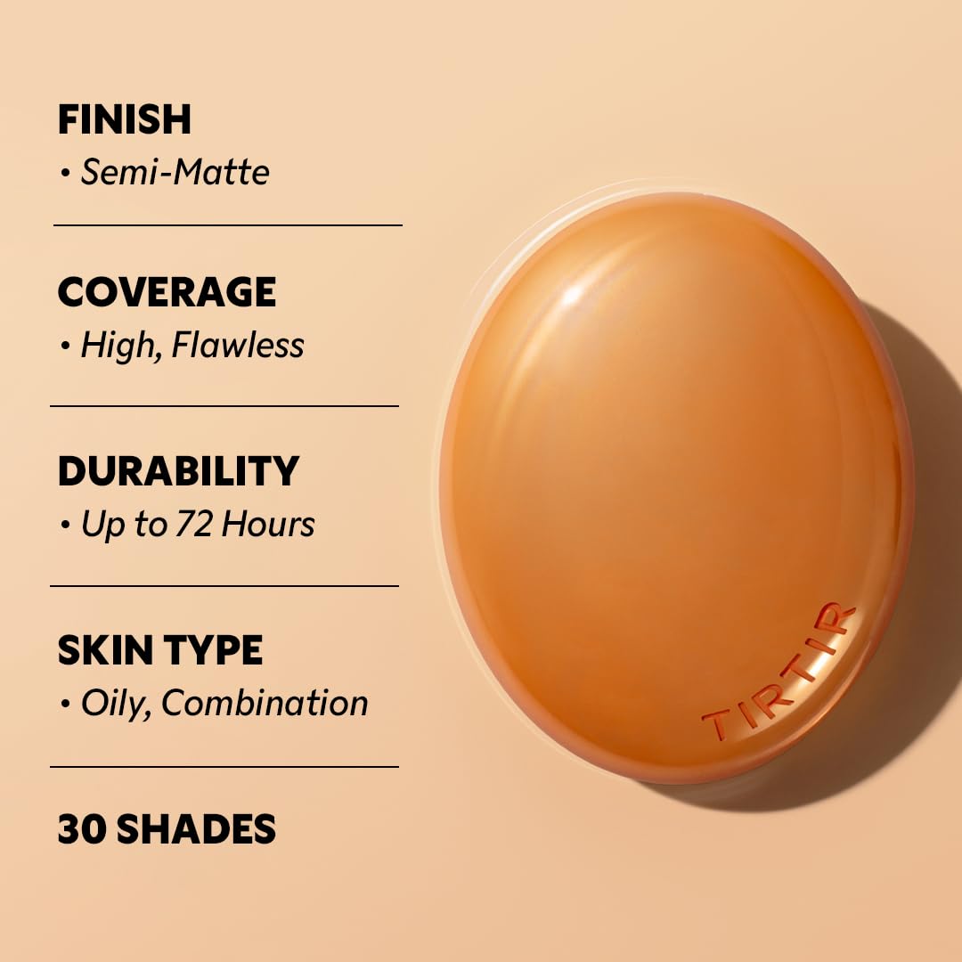 TIRTIR Mask Fit Ai Filter Cushion Foundation | AI-Like Semi-Matte Finish - Up to 72-Hour Medium to Full Coverage Korean BB Cushion Make up Beauty, #15C Pear Porcelain, 0.63 Fl Oz