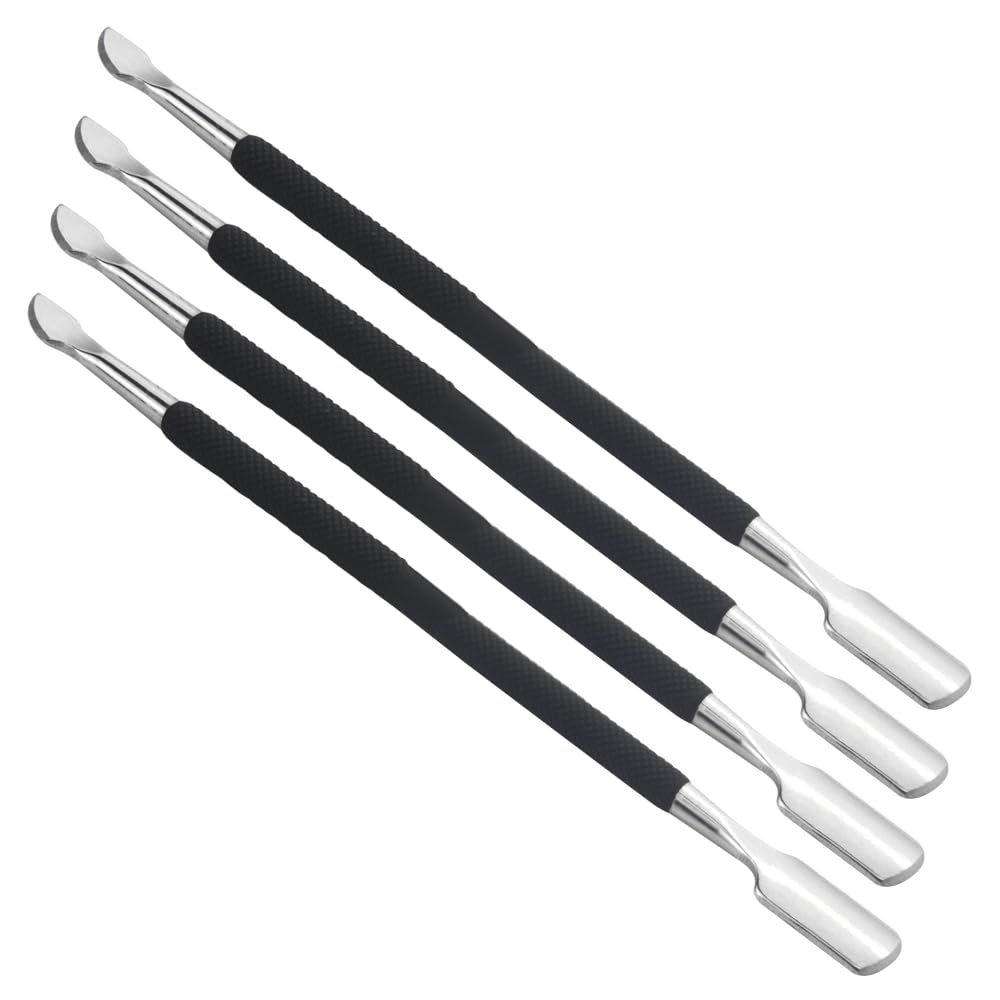 8 Pieces Nail Cuticle Pusher Stainless Steel Nail Polish Cuticle Remover Double Ended Manicure Nail Pedicure Tool Metal Cuticle Peeler Scraper for Fingernails and Toenails (Black)