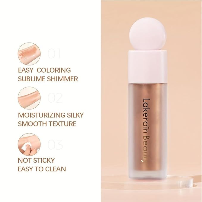 Liquid Highlighter, Contour Stick Makeup Highlighter for Face, Waterproof Luminous Lotion, Silky Smooth Glitter Highlighter Makeup Stick, Multi-Use Body Shimmer Liquid Bronzer 01# MOONLIGHT