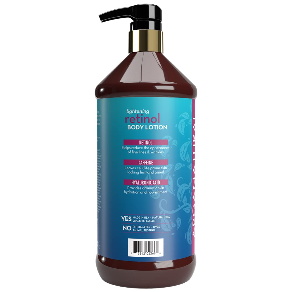 Arganatural Retinol Body Lotion with Vitamin E & Collagen – Skin Firming, Skin tightening, and Anti-Aging Cream. All in One Body Lotion for Women.