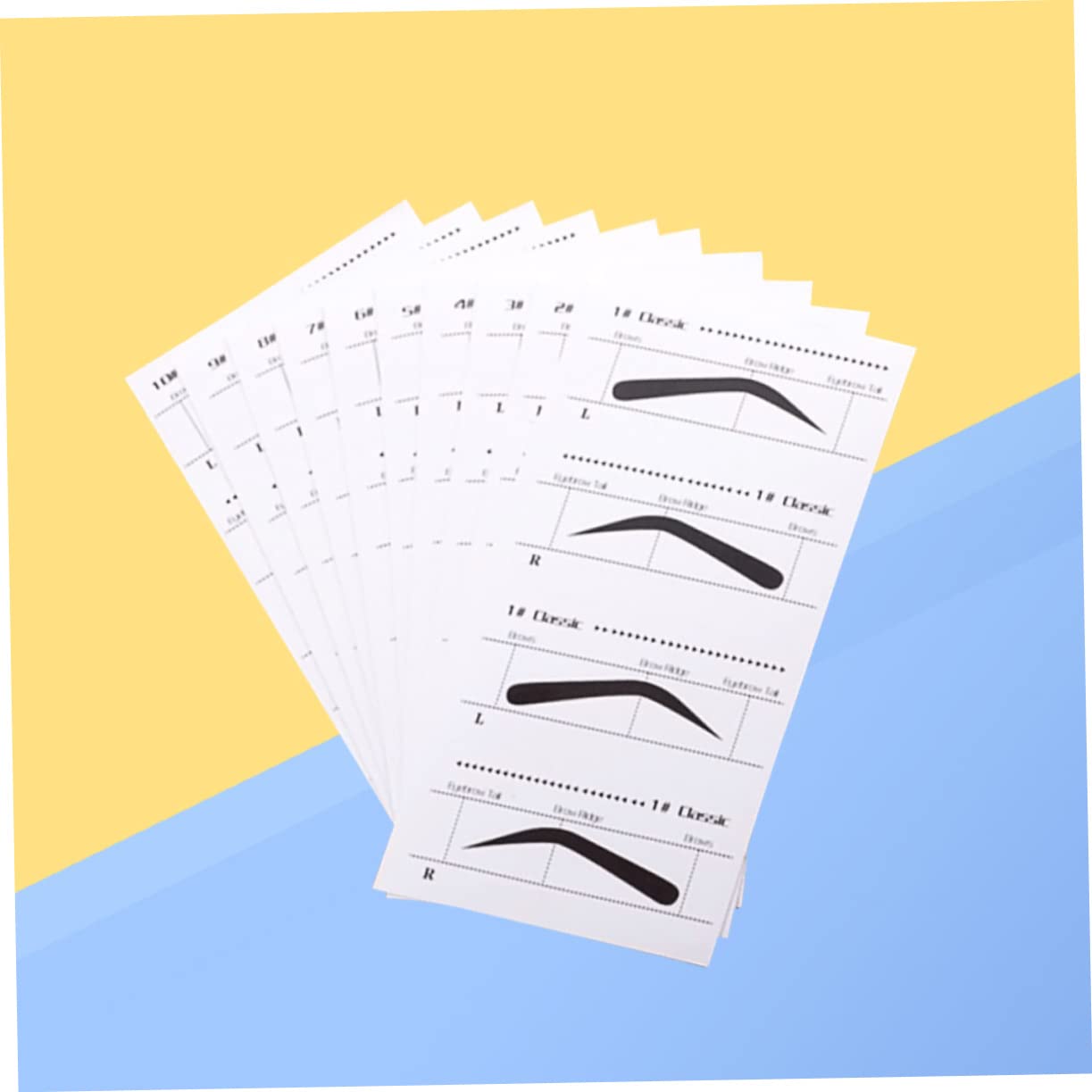 Eyebrow Card Stencils Kit - 10 Adhesive Eyebrow Templates for Precise Shaping Easy Tracing and Left/Right Indication Ideal for Makeup Application