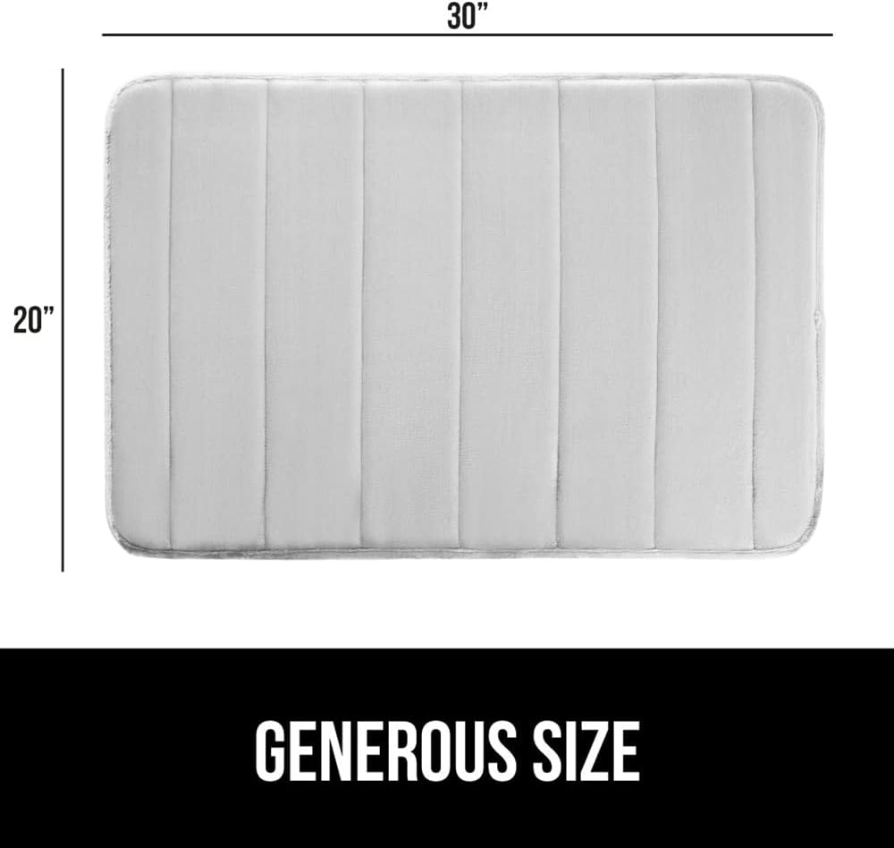 GORILLA GRIP Memory Foam Bath Mat, Soft Absorbent US Designed Bathroom Rug, Gripping Dots Machine Washable Bathmat, Cushioned Floor Mats, Shower Sink Rugs Room Décor Accessories, 30x20 Light Gray