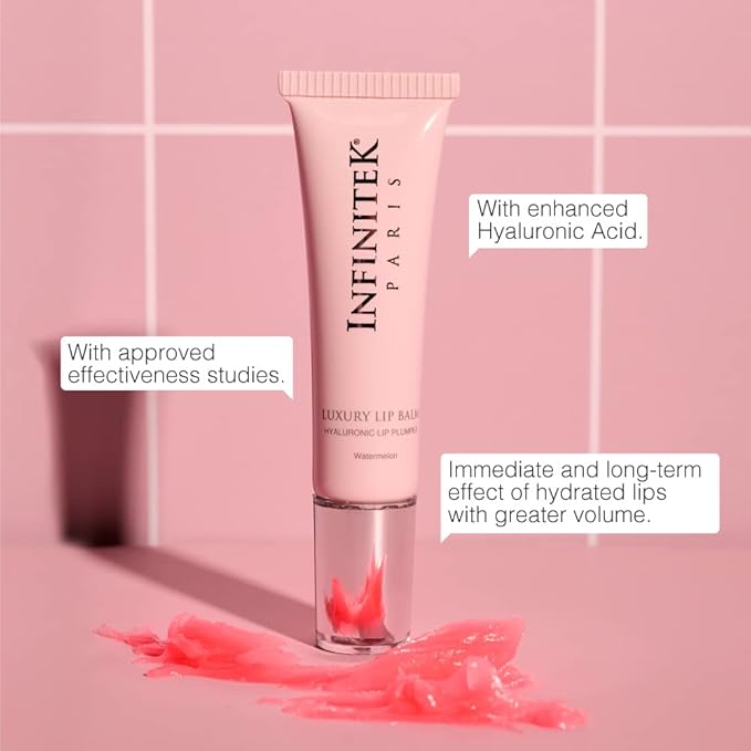 Infinitek Paris Luxury Lip Balm with Hyaluronic Acid - Hydrating Lip Gloss Plumper, Volumizing Tinted Lip Balm Makeup, Plumping Lip Gloss to Nourish & Repair Damaged Lips, 0.33 oz / 9.35 g