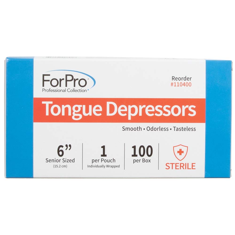 ForPro Professional Collection Senior Tongue Depressors, Large Wax Applicator Sticks, 6" Senior Sized, Sterile, Individually-Wrapped, 100-Count" (Pack of 2)