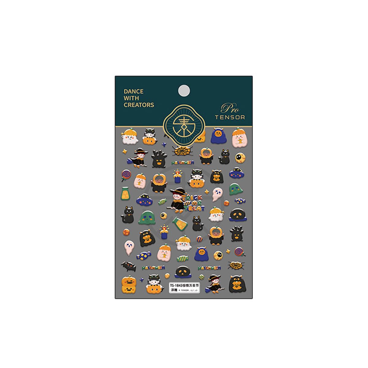 Halloween Nail Stickers, Spider Web, Pumpkins, Cat, Ghosts Nail Art Design 5D Manicure Decal Self-Adhesive Nail Supplies Accessories for Women