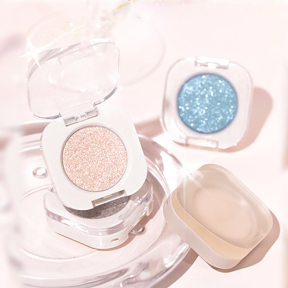 Smoky Beige Matte Eyeshadow Palette for Women, Single Monochrome Eye Shadow Makeup, Shiny Pressed Powder, Blendable Natural sombras para ojos, Holographic,Vegan,Travel -17