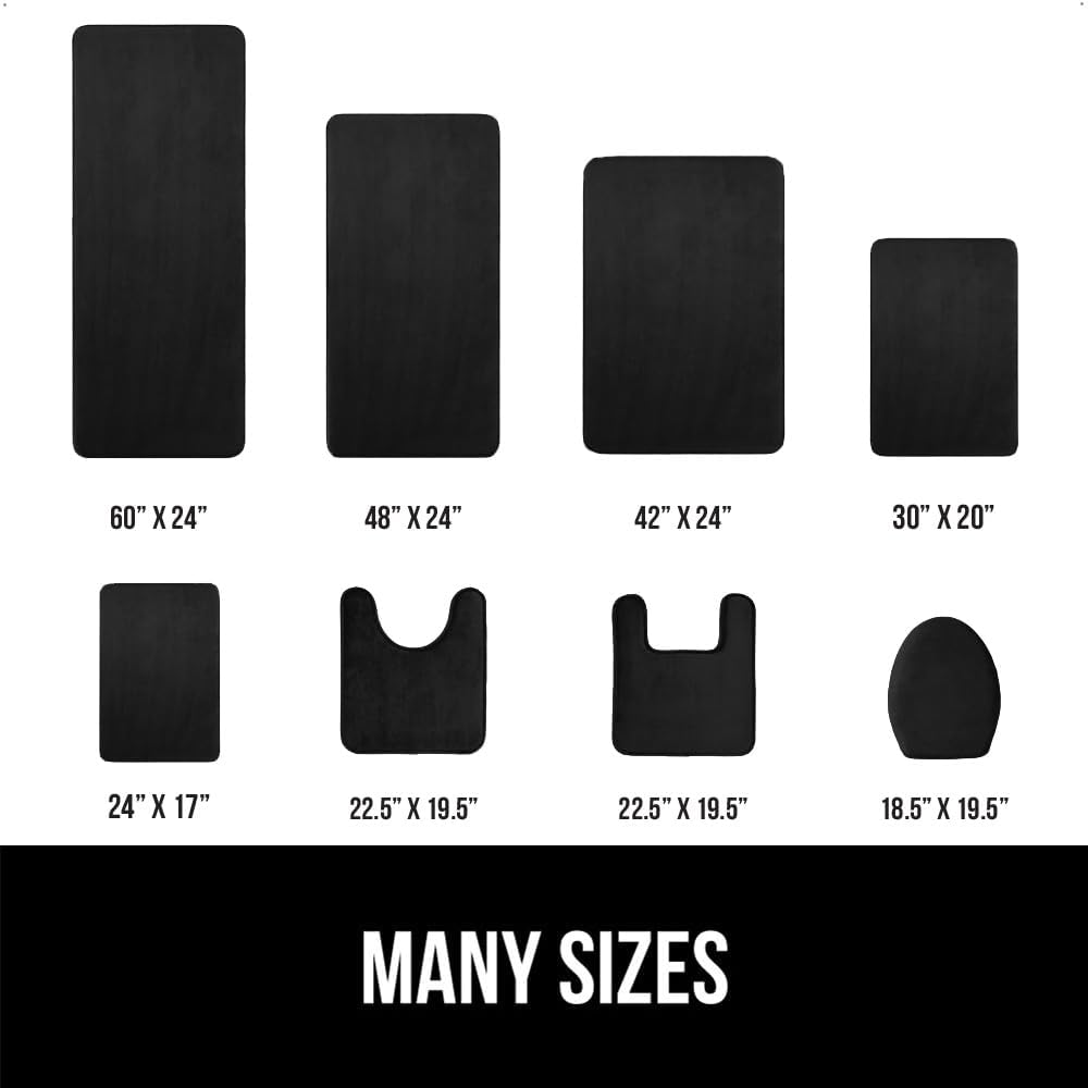 GORILLA GRIP Memory Foam Bath Mat, Soft Absorbent Velvet Bathroom Mats, Durable Dots on Underside, Machine Washable Bathmat, Carpet Rug Room Decor for Shower Tub Floor RV, 42x24 Rugs, Black
