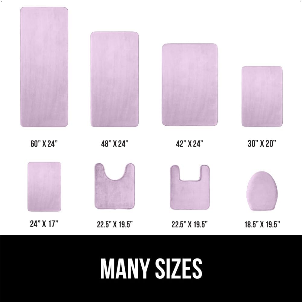 GORILLA GRIP Memory Foam Bath Mat, Soft Absorbent Velvet Bathroom Mats, Durable Dots on Underside, Machine Washable Bathmat, Carpet Rug Room Decor for Shower Tub Floor RV, 30x20 Rugs, Purple