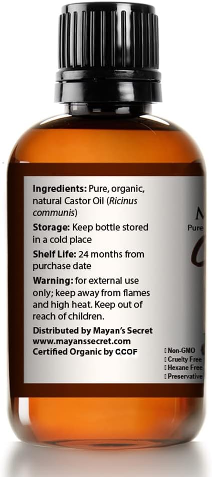 Mayan's Secret Certified Organic Castor Oil Nourishing and Strengthening Oil for Hair and Skin