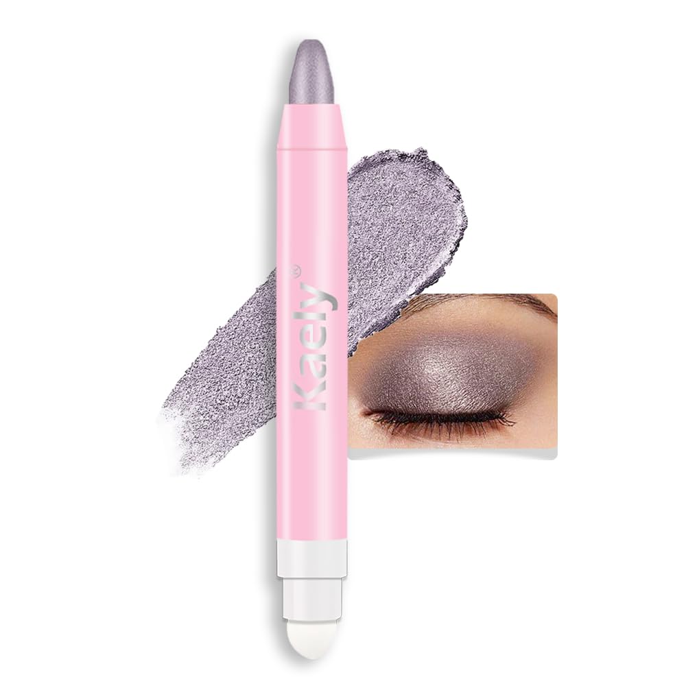 Kaely 2in1 Cream Eye Shadow Brightener Sticks for Eyes, Pencil Eyeshadow Applicator Stick Waterproof Pigmented, Eye Shadow Palette Highlighter Makeup, sombras para ojos, 24 Smoky Amethyst Shimmer