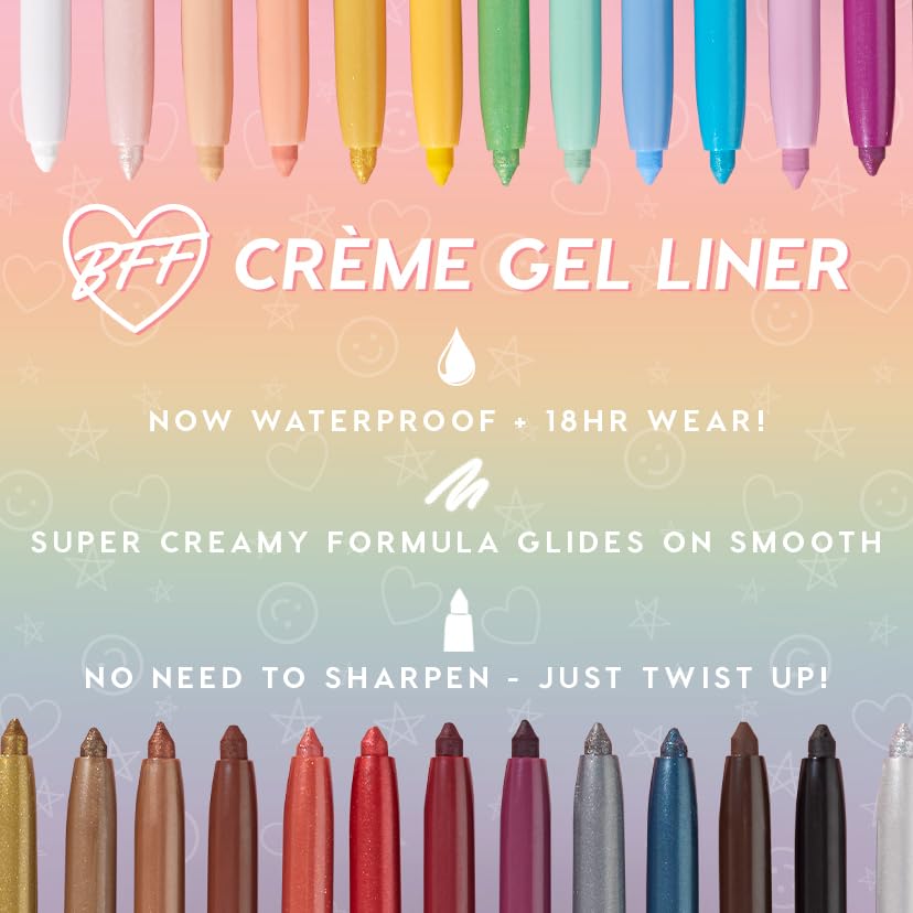ColourPop Crème Gel Waterproof Eyeliner - 18HR Wear, Ultra-Pigmented Eyeliner Pencil with Matte & Metallic Finishes - Smudge-Proof, Vegan & Cruelty-Free - Crystal Crush (0.01 oz)