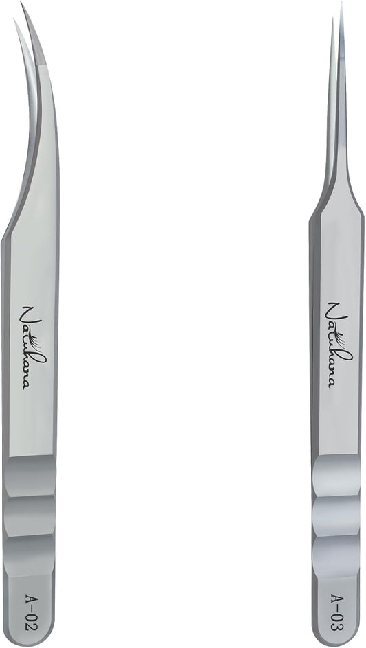 High Precision Lash Tweezers for Individual and Volume Eyelash Extensions Premium Stainless Steel Curved Fiber Tip Professional Isolation Tweezer