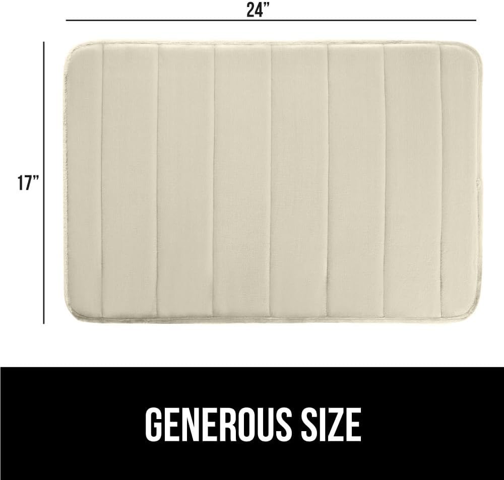 GORILLA GRIP Memory Foam Bath Mat, Soft Absorbent US Designed Bathroom Rug, Gripping Dots Machine Washable Bathmat, Cushioned Floor Mats, Shower Sink Rugs Room Décor Accessories, 24x17 Champagne