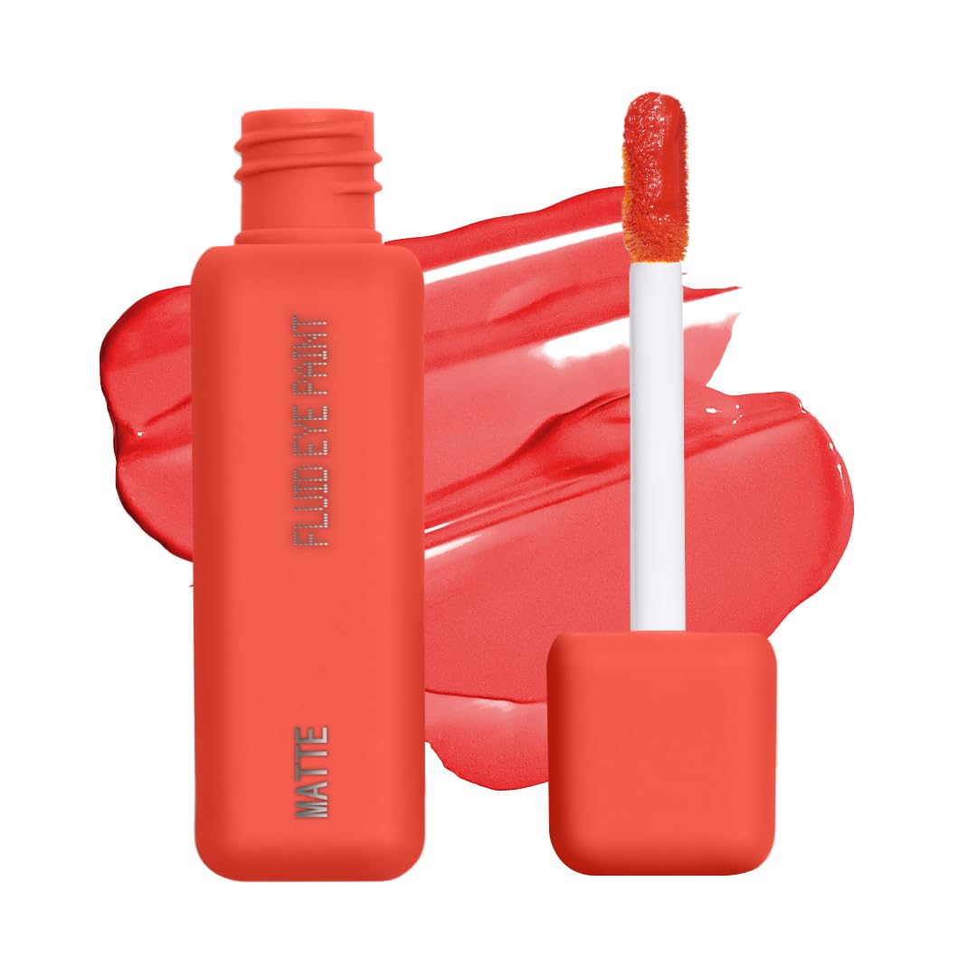 aboutface Matte Fluid Eye Paint Marigold – High-Pigment Liquid Eyeshadow, Long-Lasting, No-Budge Matte Finish, Vegan & Cruelty-Free (Bright Coral)