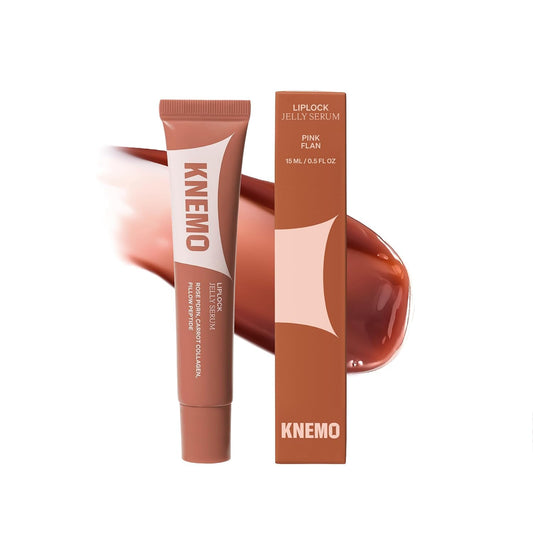 LipLock Jelly Serum for Dry Lips, Long-Lasting, Hydrating, Plumping, Glossy Mask with Rose PDRN, Carrot Collagen, Pillow Peptide, Moisturizing Tinted Lip Balm. (Pink Flan)