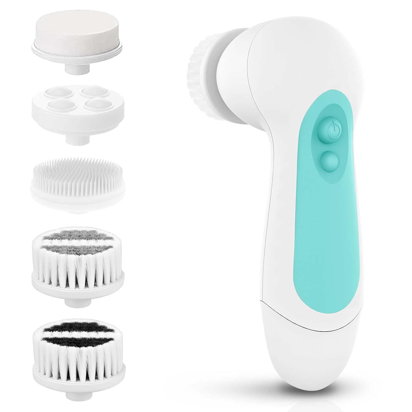 Waterproof Facial Cleansing Spin Brush Set with 5 Exfoliating Brush Heads - Electric Face Scrubber Cleanser Brush by CLSEVXY - Face Brush for Gentle Exfoliation and Deep Scrubbing
