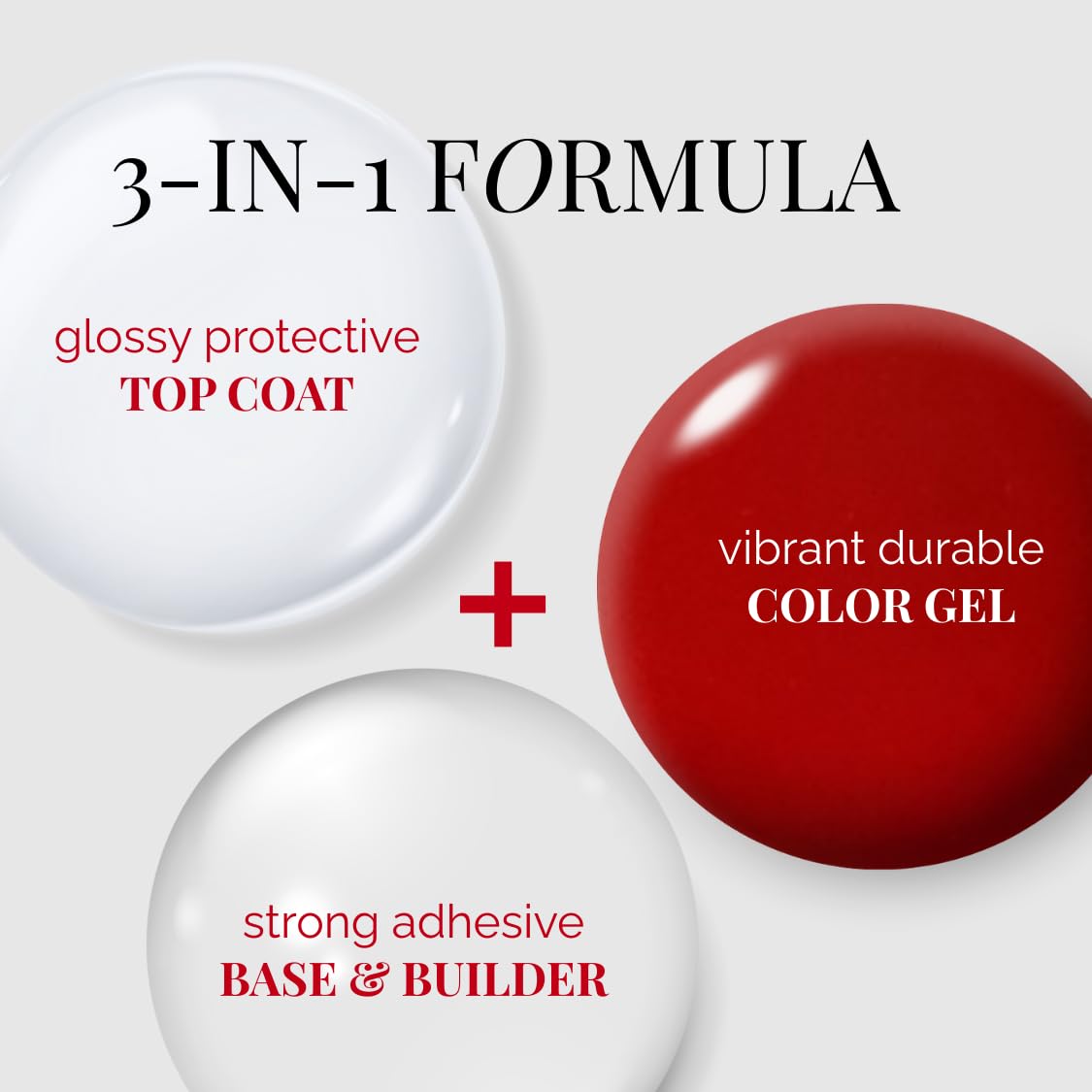 NAILOG One Step Red Gel Nail Polish 12ml Top Coat Color Gel Base 3-In-1 Formula Soak Off UV Gel Polish for Home DIY & Gifting | Ruby Red